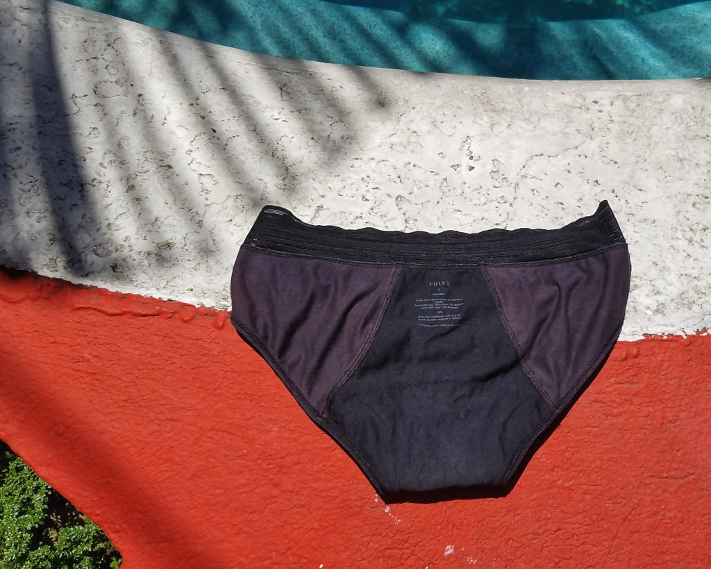 Thinx hiphuggers by the pool